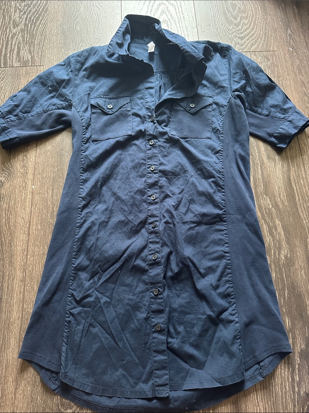 Gap Navy Short-Sleeve Button-Up Shirt Dress